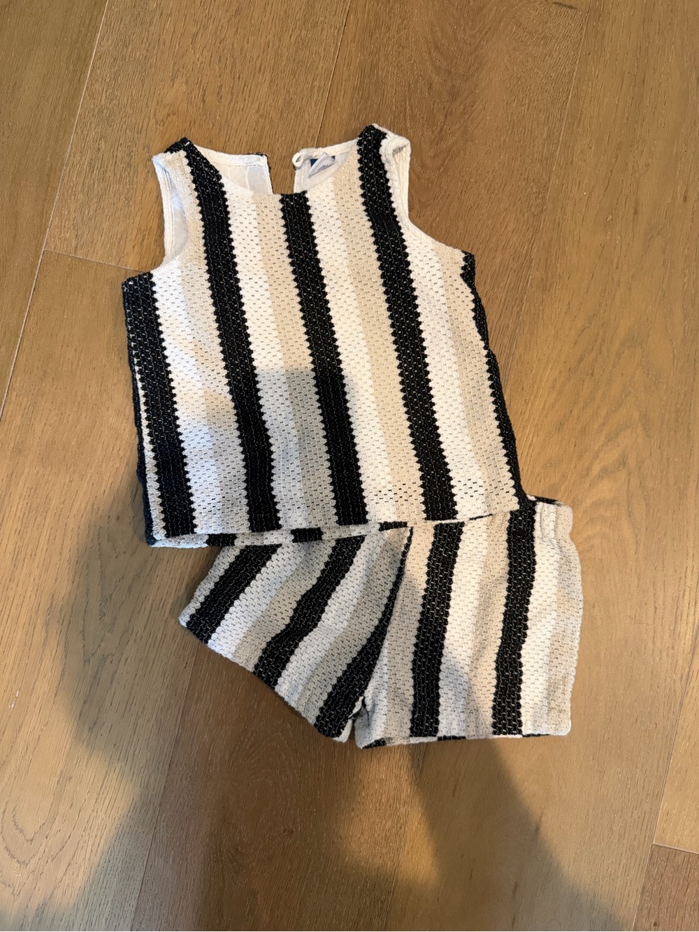 Old Navy Black and White Striped Crochet Kids Matching Set